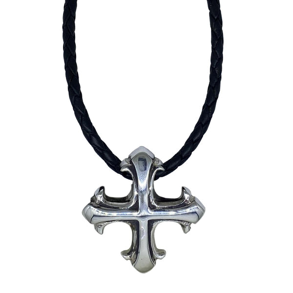 Gothic Cross on Leather Necklace – Tribal Son