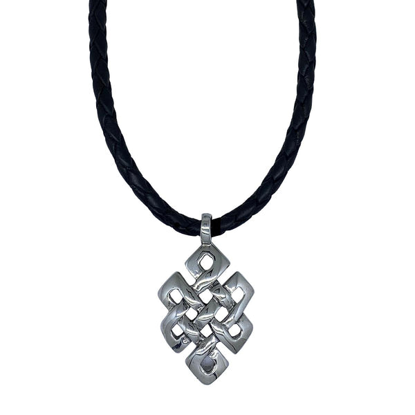 Tibetan Knot on Leather Necklace