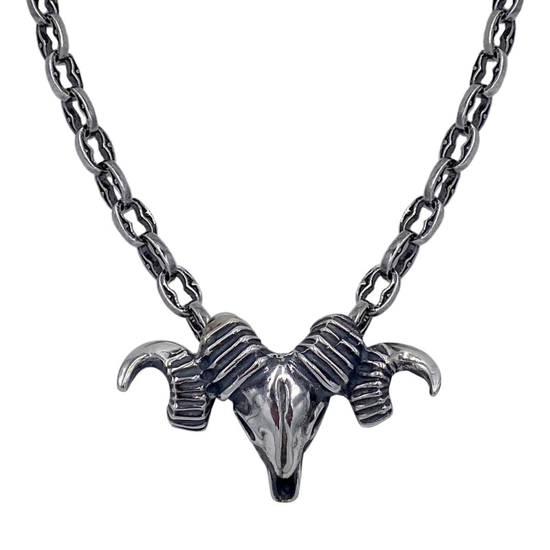 Aries Pendant on Small Medieval Chain Necklace