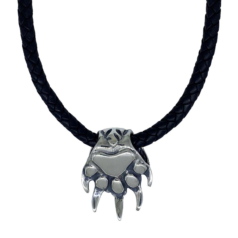 Bear Paw Pendant on Leather Necklace