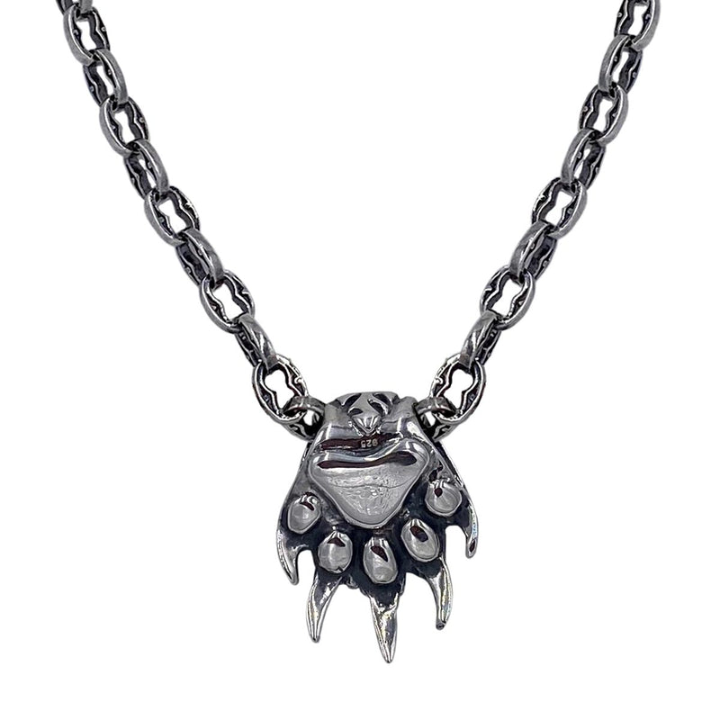 Bear Paw Pendant on Small Medieval Chain Necklace