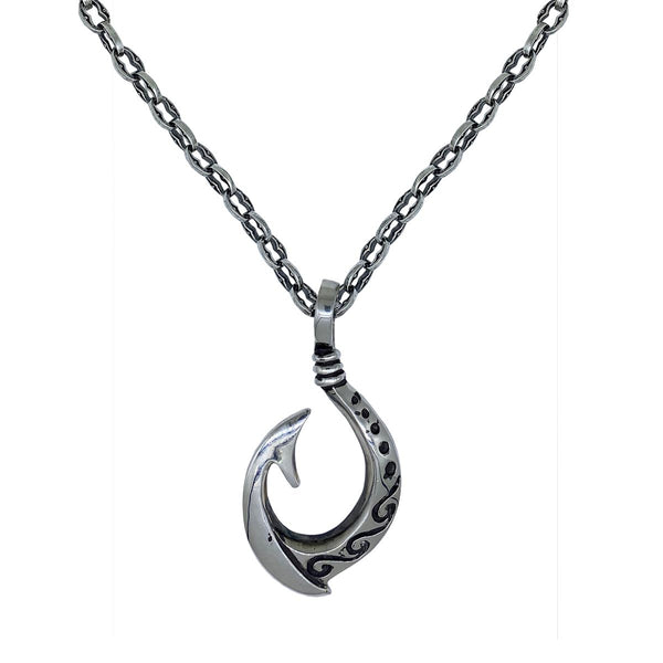 Maori Fishhook on Small Medieval Chain Necklace