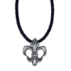 Fleur de Lis on Leather Necklace