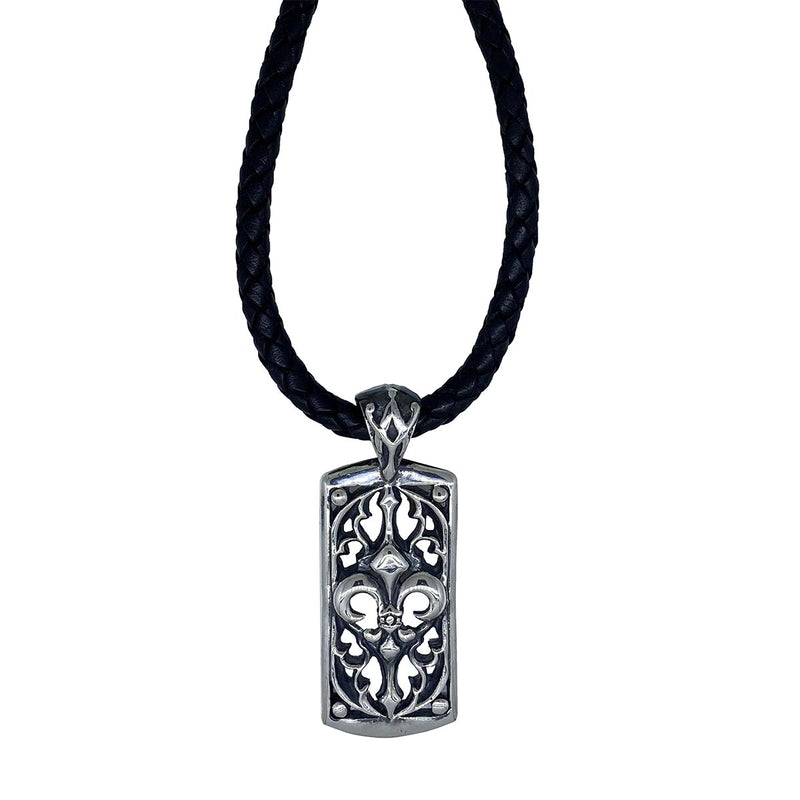 Gothic Dog Tag on Leather Necklace
