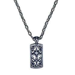 Gothic Dog Tag on Small Medieval Chain Necklace