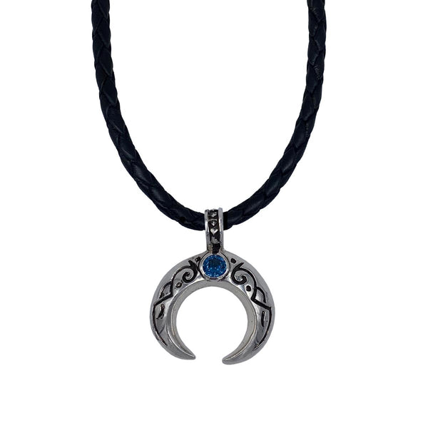 Limited Edition Khan with Blue Stone on Leather Necklace