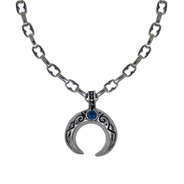 Limited Edition Khan with Blue Stone on Large Medieval Chain Necklace