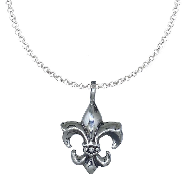 Small Fleur de Lis on Extra Small Silver Chain Necklace