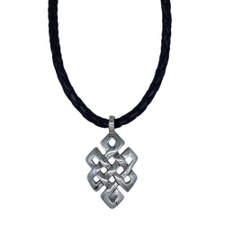 Tibetan Knot on Leather Necklace