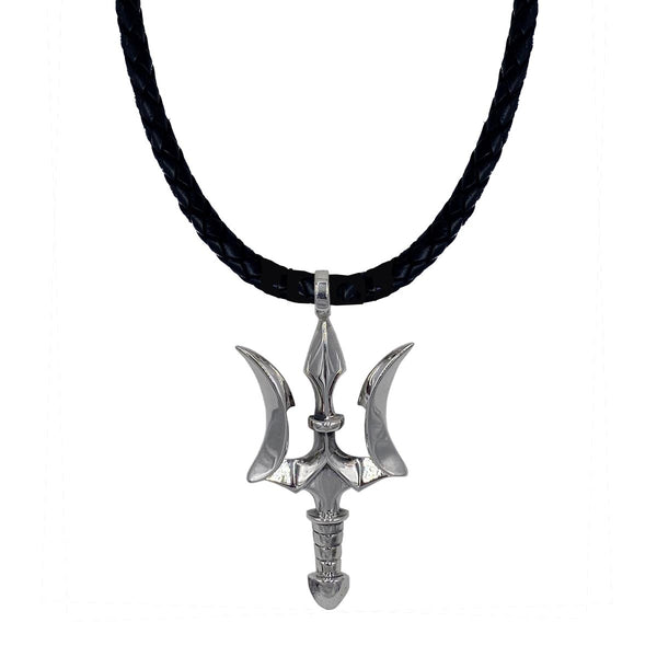 Medium Trident on Leather Necklace