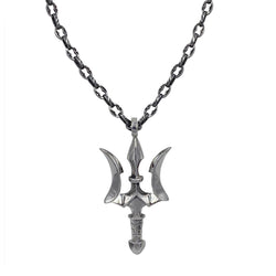 Medium Trident on Small Medieval Chain Necklace