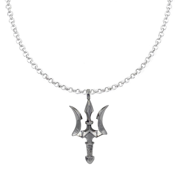 Small Trident on Extra Small Silver Chain Necklace